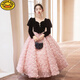G.duck girls evening dress light luxury niche high-end host autumn and winter birthday princess dress children piano performance pink short plus velvet thickening 100 height 90-95cm age 3-4 years old