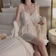 
80-160Jin [Jin equals 0.5 kg] Autumn and winter sexy velvet pajamas plus breast pads gather large size suspender nightgown outer skirt home clothes set 3879 black outer robes + belt, average size recommended 80-160Jin [Jin equals 0.5 kg]