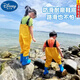 Disney children's one-piece waders, kindergarten play water clothes, waterproof clothes, children's rain boots, men's and women's fishing beach pants, children's blue, cute and childlike overalls, size 27 (inner length 17.5cm), free insoles