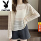 Playboy (PLAYBOY) official hollow sweater summer sweater 2025 new Korean version long-sleeved loose versatile top sunscreen cover white S suggested 7595Jin [Jin equals 0.5 kg]
