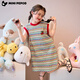 
Little Pig Banner Girls Summer Stripe Retro Vest Skirt New Baby Children's All-Match T-Shirt Dress Loose Flower Strip Skirt 160 Recommended height 150-160cm