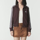 
Adidas jacket Clover women's clothing 2025 autumn new retro sportswear trendy and fashionable breathable stand collar jacket dark gray brown XS (155-160cm/90-95Jin[Jin equals 0.5 kg])