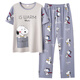 Liushan Summer Couple Pyjamas Pantalons à manches courtes Coton Men de coton Pur Men de jeunesse Version coréenne Version coréenne Carton de grande taille Loose Suit White Crant à manches courtes-Q3519 White Chinchilla M Femmes [80-100jin [Jin est égal à 0,5 kg]]]