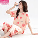 
Modal pajamas for women in summer 2025 new short-sleeved cropped pants suit summer middle-aged mother women casual home clothes short-sleeved cropped pants-679 M Recommended 80-100Jin [Jin equals 0.5 kg]