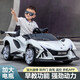 Children's electric car four-wheel car can sit on a person remote control car baby toy rocking car sapphire blue four-wheel drive + leather seat + wheel light + 12V7 battery
