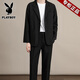 Playboy casual suit men's spring and autumn new light business commuting high-end Korean style handsome suit jacket for men black nine-point suit 2XL recommended 160-180Jin Jin equals 0.5 kg
