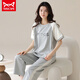Catman Miiow Pyjamas für Frauen im Frühjahr und Sommer kurzärmelige Hosen koreanische Studenten können im Sommer im Sommer reine Baumwoll-Kleidungsanzüge im Kurzlänge M-Kurzlängen-M (80-100jin [Jin gleich 0,5 kg]) tragen)