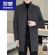 ROMON woolen coat men's mid-length double-sided woolen down lining coat autumn and winter thickened stand-up collar windproof coat M 95-115Jin Jin equals 0.5 kg M HYX-N24628 black stand-up collar wool double-sided woolen coat available