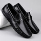 
SATCHI Light Luxury 2025 new genuine leather men's beanie shoes soft sole wear-resistant breathable driving shoes casual leather shoes men's MT9921 black 38