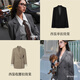 诗凡黎高级感西装外套2025年春新款轻职场设计通勤气质短款西服 沉檀灰 S