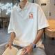 Semir American heavy lapel polo shirt men's short-sleeved summer ins trendy brand casual loose half-sleeved T-shirt top [3899-Lion Dance] White M 80-110Jin [Jin equals 0.5 kg]