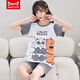 Catman Miiow Pyjamas pour femmes en été en été coton pur manche courte mince version coréenne douce et mignonne de vêtements étudiants à la maison étudiant Summer 1396 l Style féminin 85-95jin [Jin est égal à 0,5 kg]