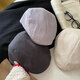 Shijanu British style retro progressive hat for women in spring and autumn, versatile reverse-wearing beret, fashionable large head circumference, showing face, black M (56-58cm)