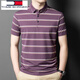 Tommy Shekelly Tommy Mula Silk Kurzarm T-Shirt Männer 2025 Sommer gestreiftes Middel mittlere Alters-Outfit Polo Shirt Männer 826 Green M 165 [Vorgeschlagen 100-125 Jin [Jin gleich 0,5 kg]]