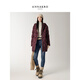 Jiuzi Annako casual age-reducing hooded mid-length laminated goose down down jacket for women 2025 winter new style burgundy M