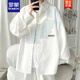 Romon 2025 Neues weißes Droop-Shirt-Hemd für Herren, Frühlings- und Sommer-Freizeitjacke Teenager Student Shirt C9871 Weiß Long* Ärmeln m ungefähr 95 ~ 110 Jin [Jin gleich 0,5 kg] kann getragen werden