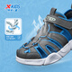 Xtep children's beach shoes, summer boys, small, medium and large children, toe-covering, breathable, soft, non-slip buckle, easy to put on and take off sandals, crock gray/Prussian blue 27