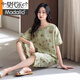 Pajamas modales de verano Mujeres tejidas algodón puro delgada Pantalones de manga corta de manga corta Gran tamaño Summer Madre Ropa para algodón LZ6218 L Recomendado 105-120Jin [Jin iguala 0.5 kg]