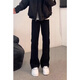 
POUM black scimitar willow jeans men's spring and autumn summer style trendy slim American high street straight-flare pants men DFFS-701 black L