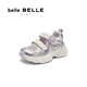 Belle Children's Shoes Fashion Contrast Color Dad Shoes 2025 Xiaxin Mall Same Style Velcro Casual Shoes A6501B75 Purple 32