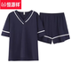 恒源祥睡衣女胖妹妹夏季棉短袖V领短裤套装加大码240斤宽松家居服6X ZJ679 2XL 【140-160斤】