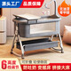 Crib removable portable baby cradle bed foldable multi-function bb bed newborn children splicing large bed Morandi gray + factory configuration basic model