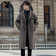 PLAYBOY Woolen Coat Men's Mid-Length Horn Button Windbreaker 2025 New Spring and Autumn Style British Style Woolen Coat Black 2XL