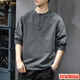 Playboy (PLAYBOY) 2025 new casual men's fashion long-sleeved T-shirt loose and thin spring and autumn trendy brand Henry collar bottoming shirt sweatshirt Gray M _ Recommended 86-100Jin Jin equals 0.5 kg