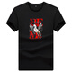 
Soodu Shark brand short-sleeved T-shirt men summer solid color mercerated cotton horse picture print black [6176#] S _[100120Jin[Jin equals 0.5 kg]]