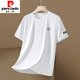 Pierre cardin short-sleeved men's 2025 new summer ice silk cool half-sleeved top for men's casual loose breathable T-shirt 829 white M 80-100Jin [Jin equals 0.5 kg]