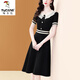 Specht Little Duftstil Puppenkragenkleid für Frauen 2025 Sommer Neue Temperament Schwarze Kurzarm Taille Slim A-Line Rock Black S Vorgeschlagene 80-95