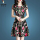 Woodpecker Ice Silk Robe 2025 Nouveau Température de vêtements pour femmes haut de gamme Réduire l'âge à manches courtes Mère d'âge moyen jupe d'été pour femmes Ice Silk 9904 jupe M 100Jin [Jin est égal à 0,5 kg]