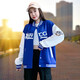 天籁之城 TLZC2022年秋季新款女士休闲宽松百搭上衣潮流棒球服短 蓝色 XL