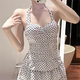 Bai Qixin swimsuit female one-piece retro polka dot backless pure desire hot spring conservative slim cover belly sexy 2026 new white polka dot swimsuit one size (recommended 70-120Jin Jin equals 0.5 kg)