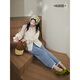 Lace lace lace light blue jeans for women 2025 summer new nine-point straight wide-leg long trousers autumn light blue SM released on August 21 S/S