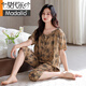 Pajamas modales de verano Mujeres tejidas algodón puro delgada Pantalones de manga corta de manga corta Gran tamaño Summer Madre Ropa para algodón LZ6218 L Recomendado 105-120Jin [Jin iguala 0.5 kg]