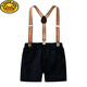 
G.DUCKKIDS children's suit suit handsome boys' dress British spring and summer shirt overalls flower boy's birthday suit summer suit, bow tie removable, crotch with snap button 80 feet (recommended height 70-80)