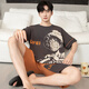 Tuqian (Tuqian) Tuqian Home Clothing Мужская плюс жир и большие шорты с коротким рукавами пижамы мужской летний стиль с коротким рукавом плюс жир плюс большие размеры короткого WB1517 3XL (предлагаемый рост 185 и вес 180-20, средний размер