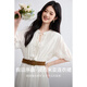 
Chamdora Bohemian pure cotton tied V-neck dress for women summer ruffled rotator sleeves A-line skirt romantic midi skirt