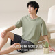 Langsha Pure Cotton Herren-Pyjamas Sommer 2025 Neue Baumwolle große Kurzarm-Set High-End-Heimanzug lose und können im Freien im Freien tragen.