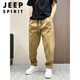 JEEP SPIRIT裤子男2025夏季新款宽松工装休闲裤男士痞帅纯色直筒小脚哈伦裤潮 黑色夏季款 M 110-138斤