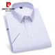 Pierre Cardin Shirt Herren High-End Pure Cotton Kurzärmelig-Sommer-Shirt Casual Business Nicht scENENDE Anti-Falten-Falten-Feste Farbe cool und komfortabel DX6630 38