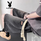 花花公子（PLAYBOY）黄泥色牛仔短裤男士夏季休闲中裤潮牌美式高街直筒五分裤 9923黄泥色 S 【90-110斤】