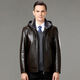 FEEKEKE international first-line luxury brand leather jacket men's sheepskin detachable hood lapel middle-aged thickened warm leather black one size fits all 175/92A