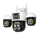 Visión NighThawk Vision 360 grados Teléfono inalámbrico de la casa Remoto 4G Alta definición Zoom Quad Quad Lens Tres rotación de agua al aire libre con visión nocturna Cámara de color completo sin tráfico + Rotación Independiente Lente Quad + Zoom + Monitoreo de salida de energía [Versión 4G]