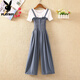 Playboy; PLAYBOY2025 new chiffon overalls for women in summer thin Korean style loose small suit fashionable age-reducing jumpsuits White T-shirt + black pants (two-piece set) S S recommended 75-85Jin [Jin equals 0.5 kg] to wear