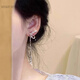 KHSK Old Phoenix 999 sterling silver bow tassel earrings ear clip earrings new temperament long style bow tassel earrings pair (with pierced ears)
