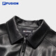 FILA FUSION same style men's jacket 2025 winter new fashion loose leather jacket black-BK XL 180/100A/XL