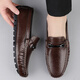 Light luxury brand beanie shoes for men in summer new men's genuine leather business British style casual leather shoes daddy driving shoes 9921 brown 40