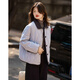 Shangjing Xiaoxiangfeng Contrast Color Lapel Warm Jacket Women 2025 Winter New Thick Diamond Versatile Short Top Women Blue M